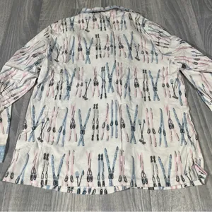 Munki Munki Ski Print Button-Up Long Sleeve Fleece Pajama Top; Large Women’s thumbnail 8
