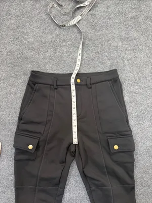 HALARA Black Cargo Joggers with Gold Buttons thumbnail 8
