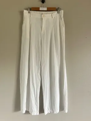 Solai The Label Linen Blend Set Sz large Off White Ivory Vacation Top Shirt Pants thumbnail 7