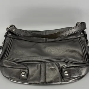 Coach Metallic Gray Leather Shoulder Bag thumbnail 4