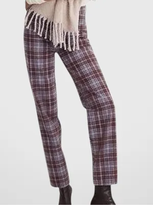 Like New Madewell The Perfect Vintage Straight Jeans Cabernet Plaid Size 26 thumbnail 2