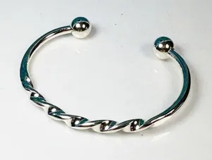 Silver Tone Twisted Cuff Bangle thumbnail 1