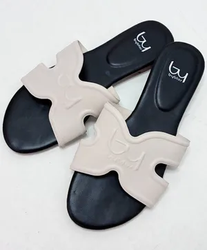 By Byblos Logo Cutout Slide Sandals - EU 39 - Cream thumbnail 1