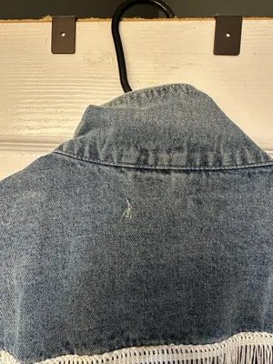 Amazon White Fringe Jean Jacket thumbnail 4