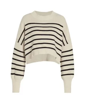 COMMENSE Crew Neck Sweater Off White Black Medium thumbnail 1