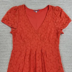 Anthropologie Leifnotes Dogflora Dress Womens L Orange Floral Lace Lined thumbnail 14