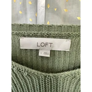 LOFT Women's 100% Cotton Dolman Long Sleeve Drop Shoulder Sage Knit Sweater L thumbnail 5