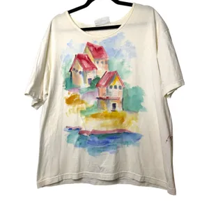 Diane Wat Vintage Hand Painted Santa Cruz Short Sleeve Shirt One Size- READ thumbnail 1