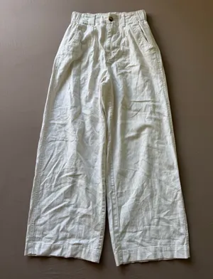 Madewell Cotton-Linen Pleated Wide-Leg Pants thumbnail 6