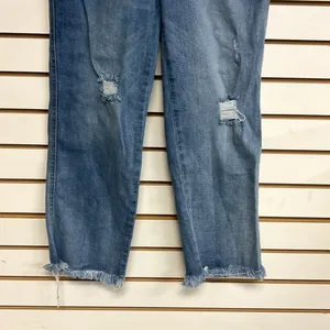 Risen Jeans High Rise Button Fly Distressed Frayed Raw Hem Stretchy‎ Size 13/31 thumbnail 2