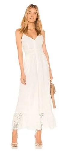 LoveShackFancy Eyelet Cotton Wide Leg Jumpsuit Womens White Size‎ 4 thumbnail 1