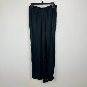 Athleta Calm Cool Pant Pull On Satin Cupro Wide Leg Relaxed Lounge Medium Black thumbnail 7