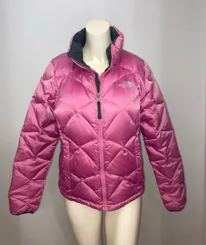The North Face Pink Goose Down Puffer Winter Ski Snow Quilted Lined Jacket 550 thumbnail 1