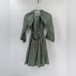 Free people Prettiest‎ Pleats Mini Dress w/pockets bare back with back elastic M thumbnail 4