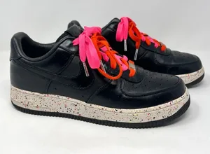 Nike Air Force 1 Supreme Low Black Laser Pink Speckled Sole Double Laced Size 9 thumbnail 1