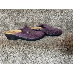 FLY FLOT Purple Velvet Slippers Made‎ In Italy Anti-Shock Leather Size 41/10 thumbnail 2