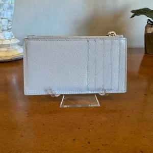 Saint Laurent YSL Cassandra Gray Leather Coin Purse Wallet thumbnail 5