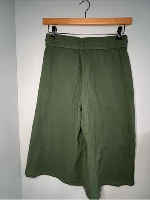 Eileen Fisher Nori Drawstring Wide Leg Cropped Culottes Organic Cotton Gauze thumbnail 12