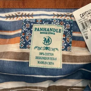 Panhandle Western Long Sleeve Serape Shirt Size Medium NWT Button Snaps Orange thumbnail 11