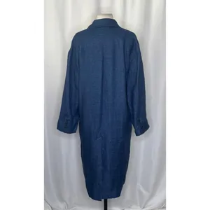 ZARA Limited Edition Linen Coat Buttons Pockets Double Breasted Blue X-Small thumbnail 9