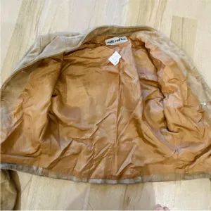 Vintage blazer cropped suede leather boho jacket Tan thumbnail 6