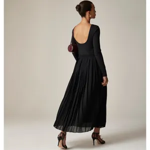J.Crew Pleated Ballet Maxi Dress Stretch Cotton Natural Long Sleeve Medium NWT thumbnail 6