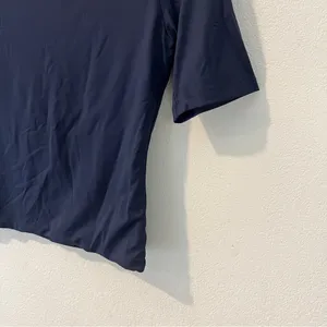 Ophelia Roe Navy Fitted Short Sleeve Double Layered Nylon‎ Crew Neck T-Shirt S thumbnail 5
