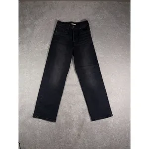 levis ribcage straight ankle black washed jeans 25x27 button fly thumbnail 2