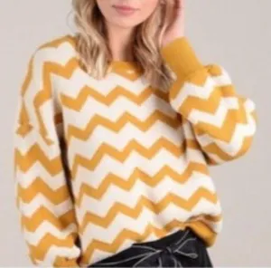 89th & Madison Sweater Perforated Knit Zig Zag Pattern Pullover Size XL thumbnail 1