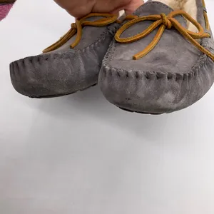 UGG GREY LEATHER MOCCASIN‎ SLIPPERS thumbnail 8