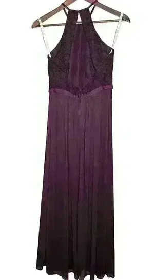 NWT David's Bridal F19608 Plum Long Lace Mesh High Neck Sz 2 thumbnail 6