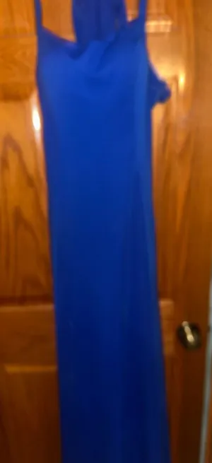 Prom dress royal blue with a train thumbnail 1