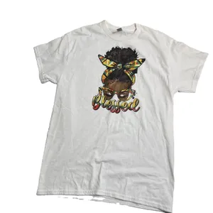 Gildan African American Blessed T-Shirt Women M White Graphics Top Cotton thumbnail 2