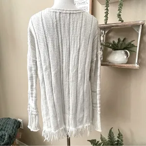 Free People Ocean Drive Ivory Distressed Pullover Sweater S thumbnail 6