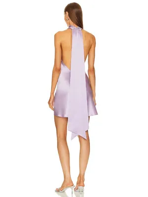 Sau Lee Penny Satin Mini Dress Lavender Womens Size 10 thumbnail 3