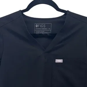 FIGS Technical Collection Womens XS Black V-Neck Short Sleeve Scrub Top FW1000 thumbnail 3