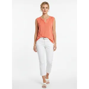 Ann Taylor 100% Linen Coral Orange Sleeveless Blouse Top S thumbnail 5