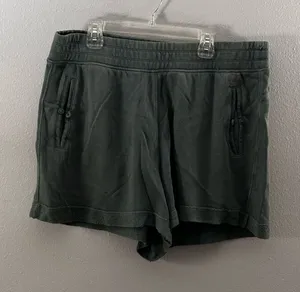 Aerie Women Green Twill Sweat Shorts Elastic Waist‎ size L thumbnail 1
