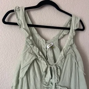 Anthropologie Celandine Boho Ruffle Tiered Mini Dress in Mint Green thumbnail 6