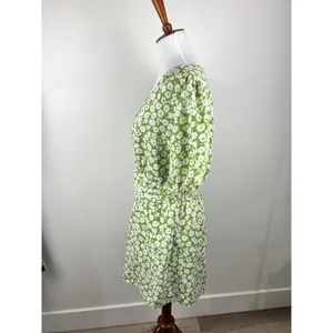 Heartloom Green Floral Wrap Front Romper Puff Sleeve Pockets Large thumbnail 14