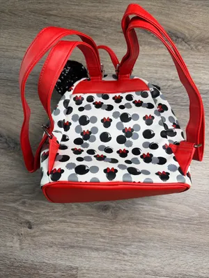 Loungefly Disney Minnie Mouse Mini Backpack Red Bow Black Sequin Ears Vegan thumbnail 2