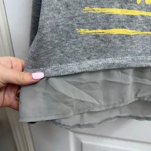 Style & Co gray yellow layered flowy‎ cotton casual relaxed crewneck shirt large thumbnail 4