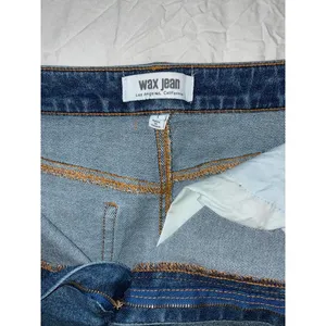 Wax Jeans Distressed Denim Mini Skirt Raw Hem Size L thumbnail 4