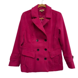 Valerie Stevens Pink Peacoat Jacket Women's Medium Double Breasted Fuchsia Coat thumbnail 1