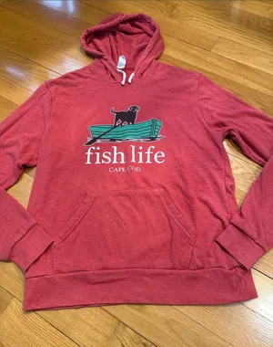 Cape cod fish life hoodie sweatshirt size medium. Red thumbnail 1
