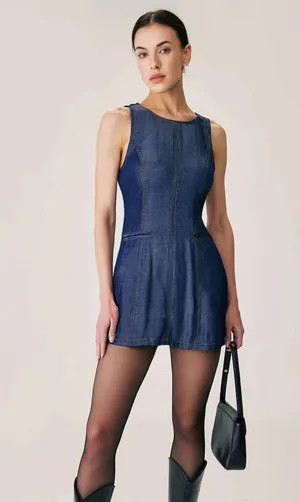 RIHAOS Blue Sleeveless Pocket Mini Dress 47 thumbnail 1