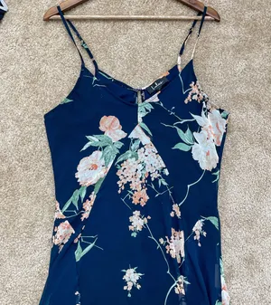Lulus Feeling Freesia Navy Blue Floral Print Handkerchief Hem Maxi Dress thumbnail 12