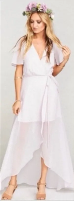 Show Me‎ Your Mumu Sophia Wrap Dress Lilac Lavender Flutter Sleeve Maxi Large thumbnail 1