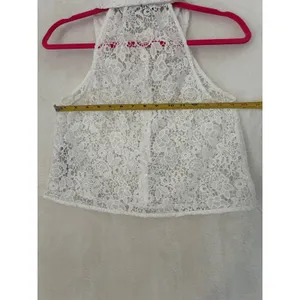 ZARA White Floral Lace Sleeveless Button Down Cropped Top Shirt XS‎ thumbnail 7