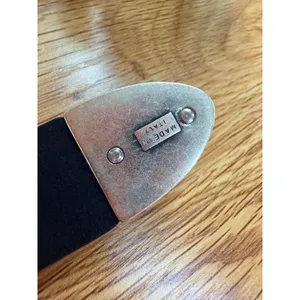 NWT Nation LTD Leather Belt Silver Western Buckle Tip Made in Italy Black Large thumbnail 2